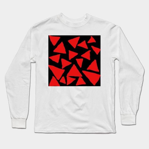 Red Corn Chips on Black Long Sleeve T-Shirt by Deadfluffy